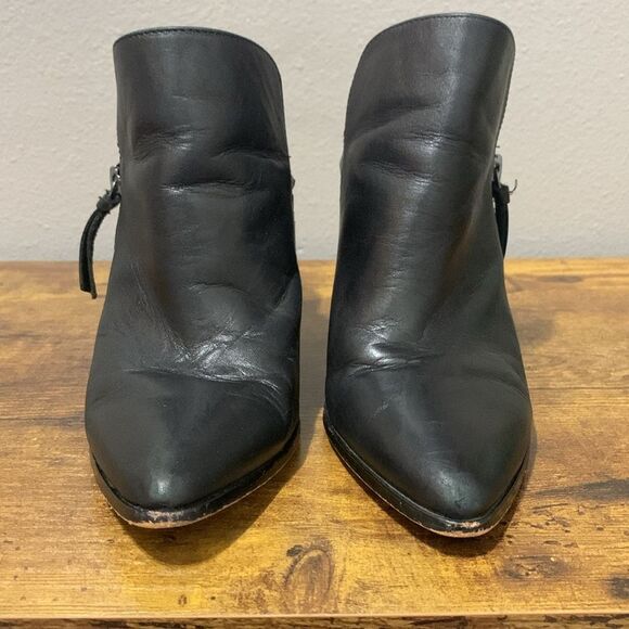 Rebecca Minkoff AIDAN LEATHER POINT-TOE BLOCK-HEEL MULES IN BLACK Size 7 - Picture 2 of 7